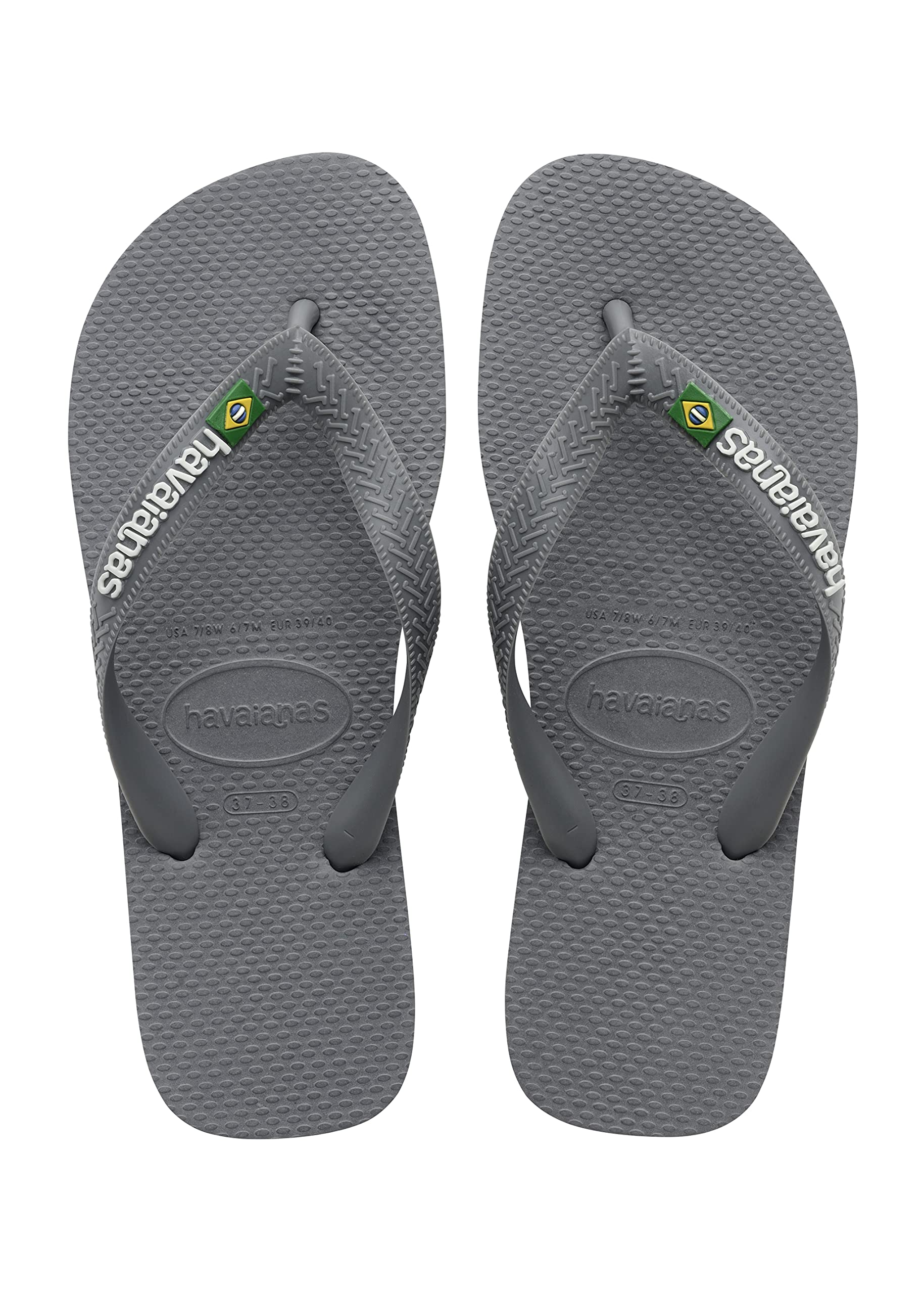 Havaianas Brasil Logo (Mini Me) Unisex Kids FlipFlop Steel Grey/Steel Grey 2/2.5 UK