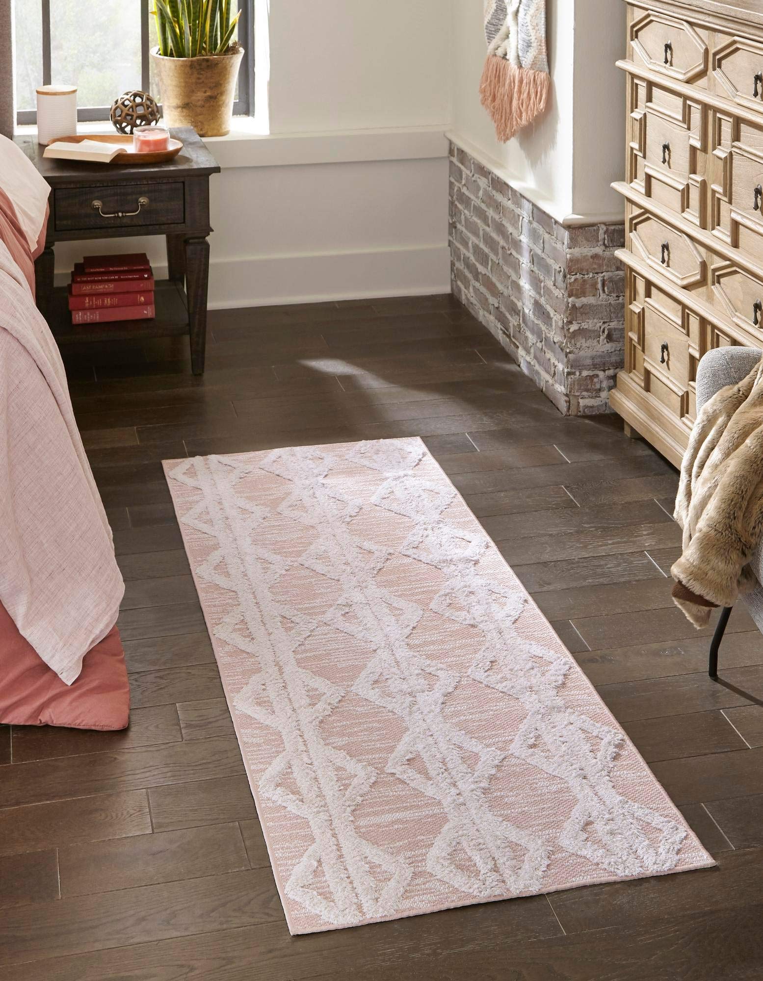 Rugs.com Sabrina Soto Casa Collection Rug – 8 Ft Runner Pink High Rug Perfect for Hallways, Entryways