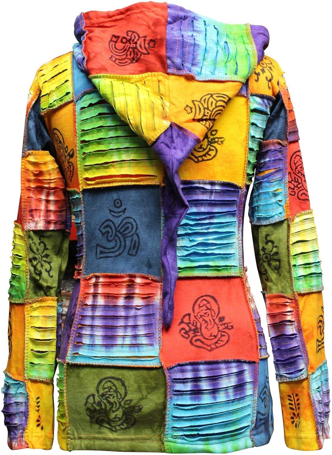 Shopoholic Fashion Slashed Patchwork Hippie Hoodie Jacket for Women, Tie Dye Lightweight Long Zip Up Sweater Cardigan - Image 3