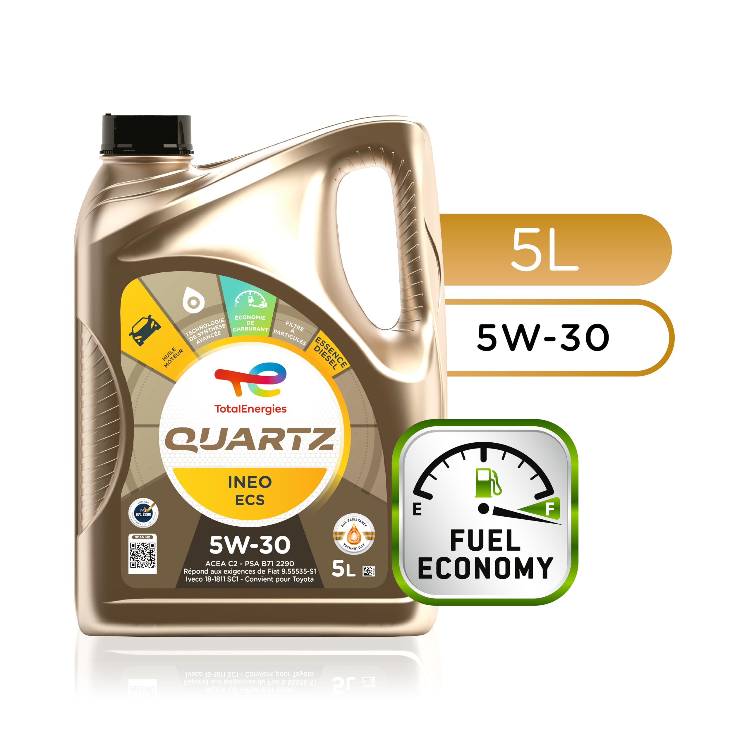 TotalEnergies Quartz Ineo ECS 5W-30, Huile moteur essence et Diesel, 5 litres