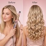 Curling Iron 1 Inch Long Barrel with Clamp, Hair Curler Wand Dual Voltage for Traveling, Wave Style Tool with Tourmaline Ceramic, Adjustable Temp LCD Display