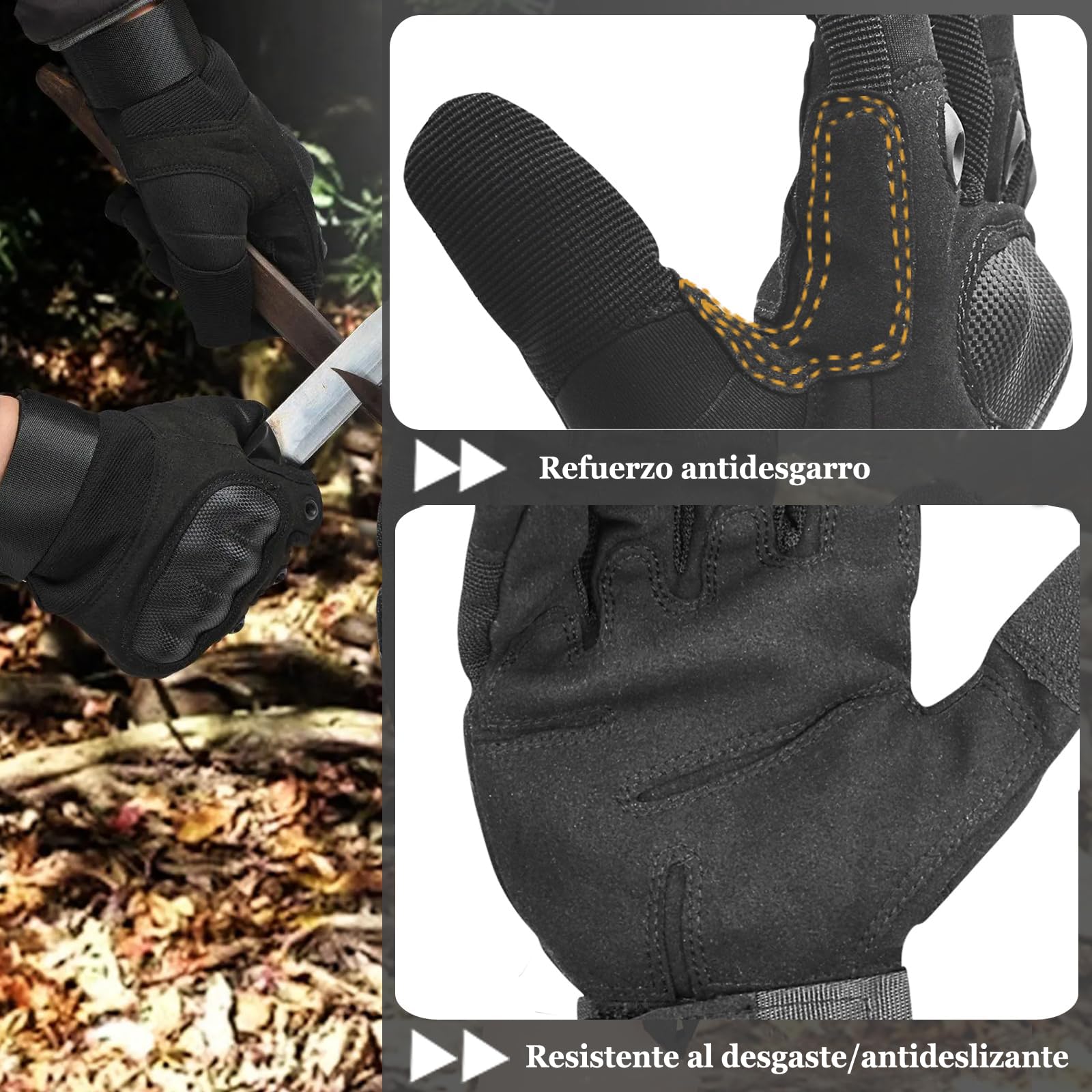 Guantes de Moto para Hombre, Guante de Verano para Pantalla Táctil con Nudillos Duros, Guantes Protectores para Airsoft Motocross Scooter Ciclomotores ATV Paitball Bicicleta de Montaña