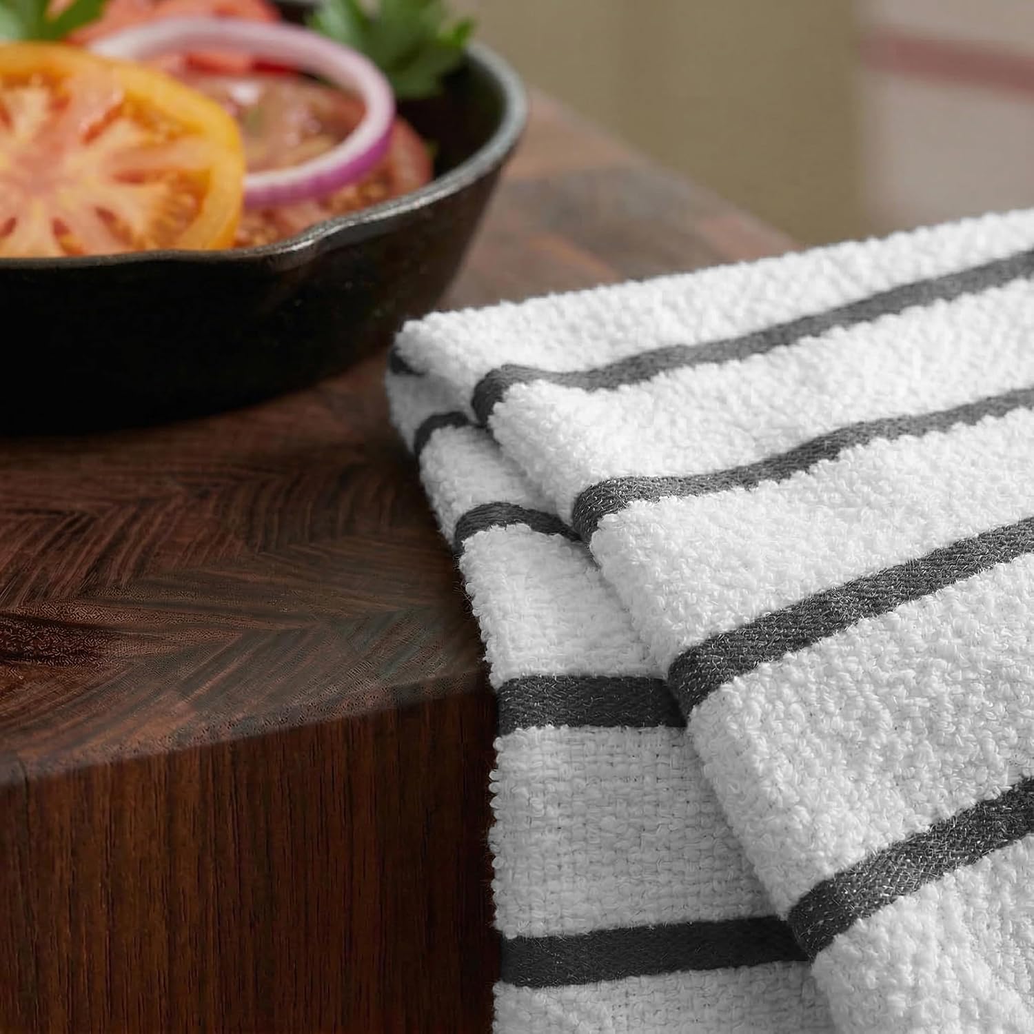 DecorRack 100% Cotton Kitchen Towels 15x25 in, Gray Set (Pack of 4) image 4