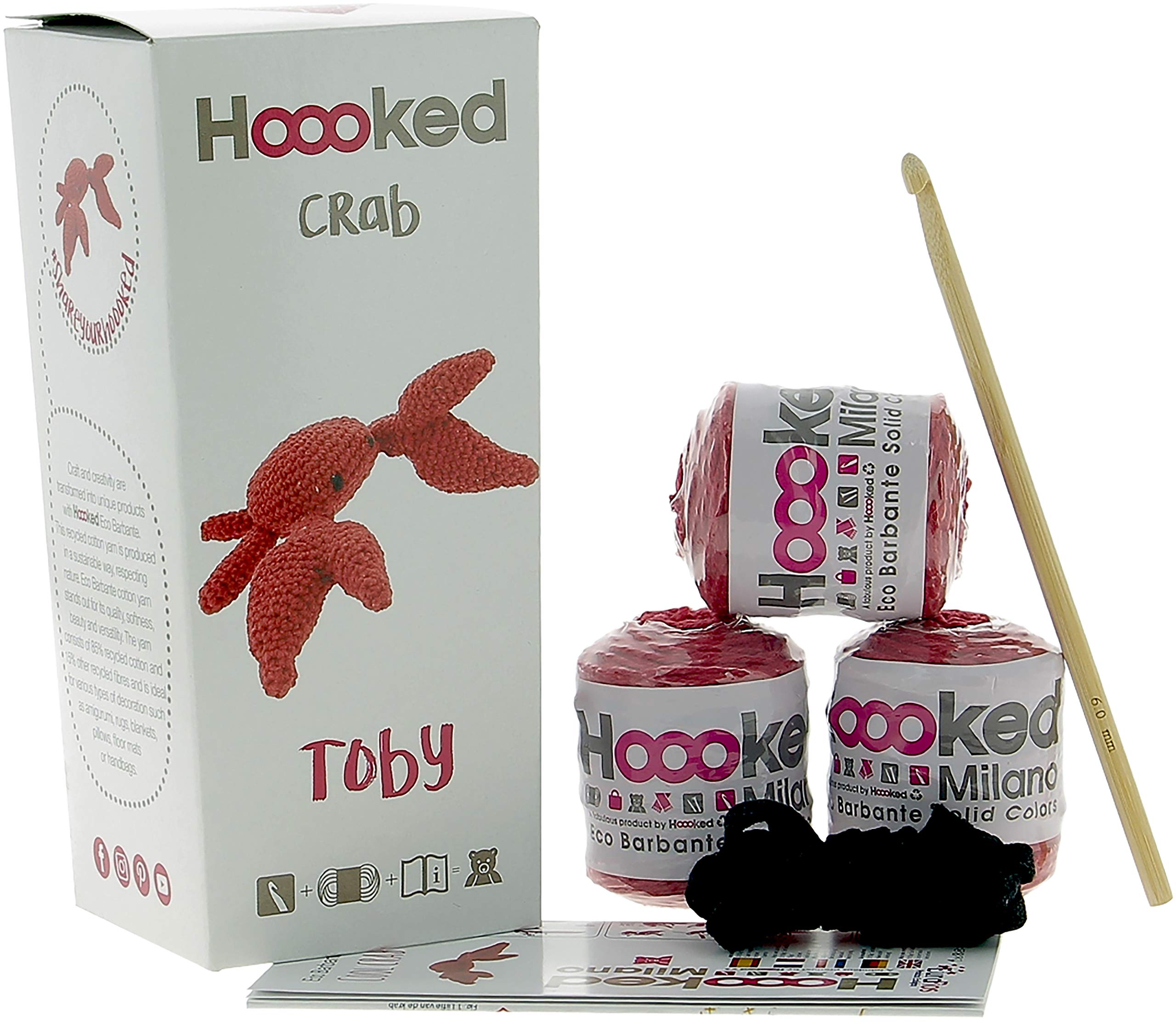 Hoooked Diy Crochet Kit Cool Crab Toby Eco Barbante