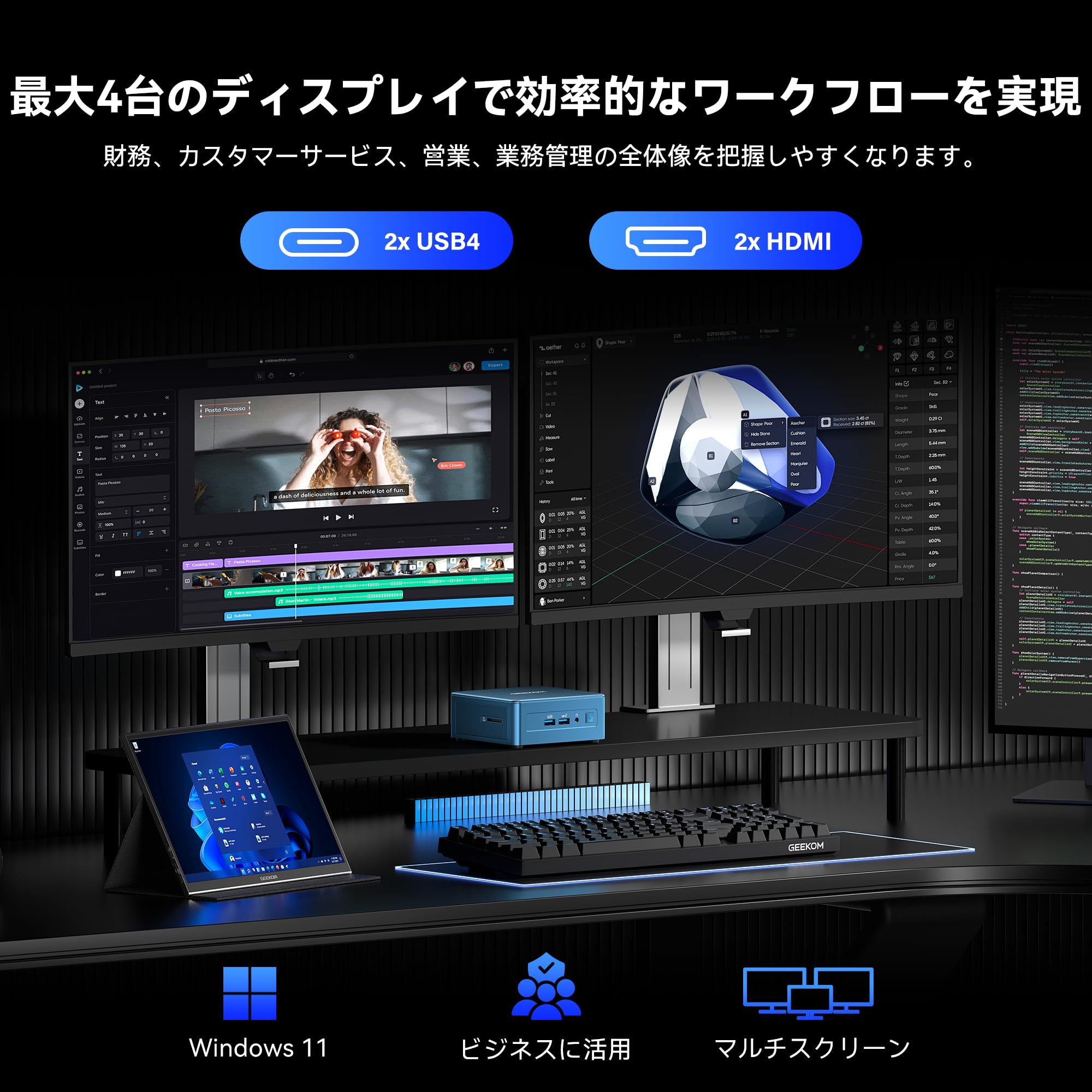 Amazon.co.jp: 【オフィス通信の頂点・AI対応】GEEKOM IT12 ミニPC