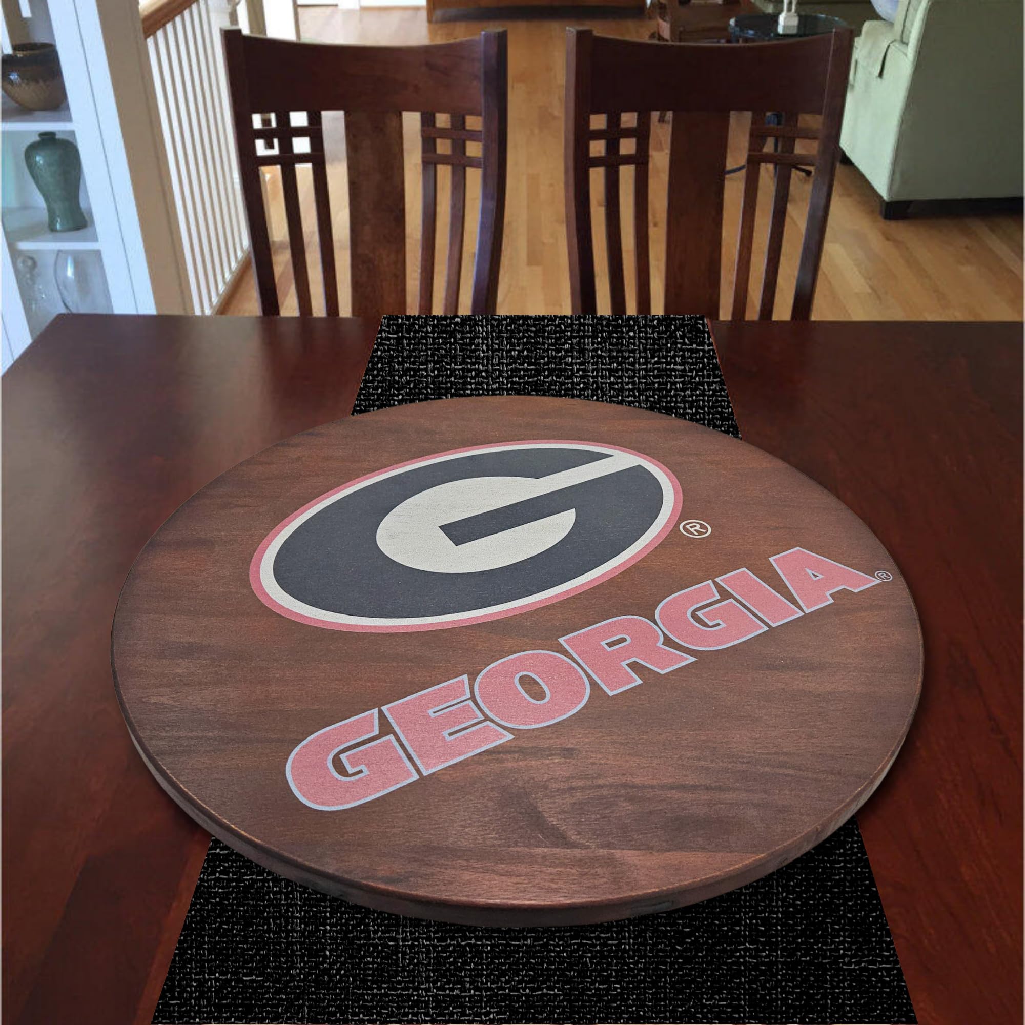 Georgia Bulldogs Lazy Susan - 18 Inch Wooden Turntable With Team Logo For Game Day Parties