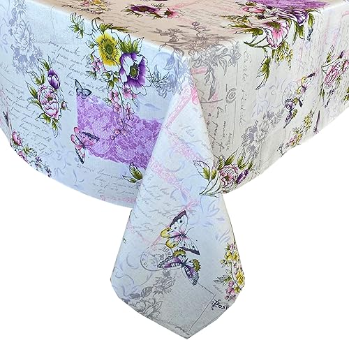 Miniatura 7 de Newbridge - Mantel de tela con diseño clásico de Pascua y primavera, mariposas, encaje y tarjetas postales vintage, fácil de cuidar y resistente a