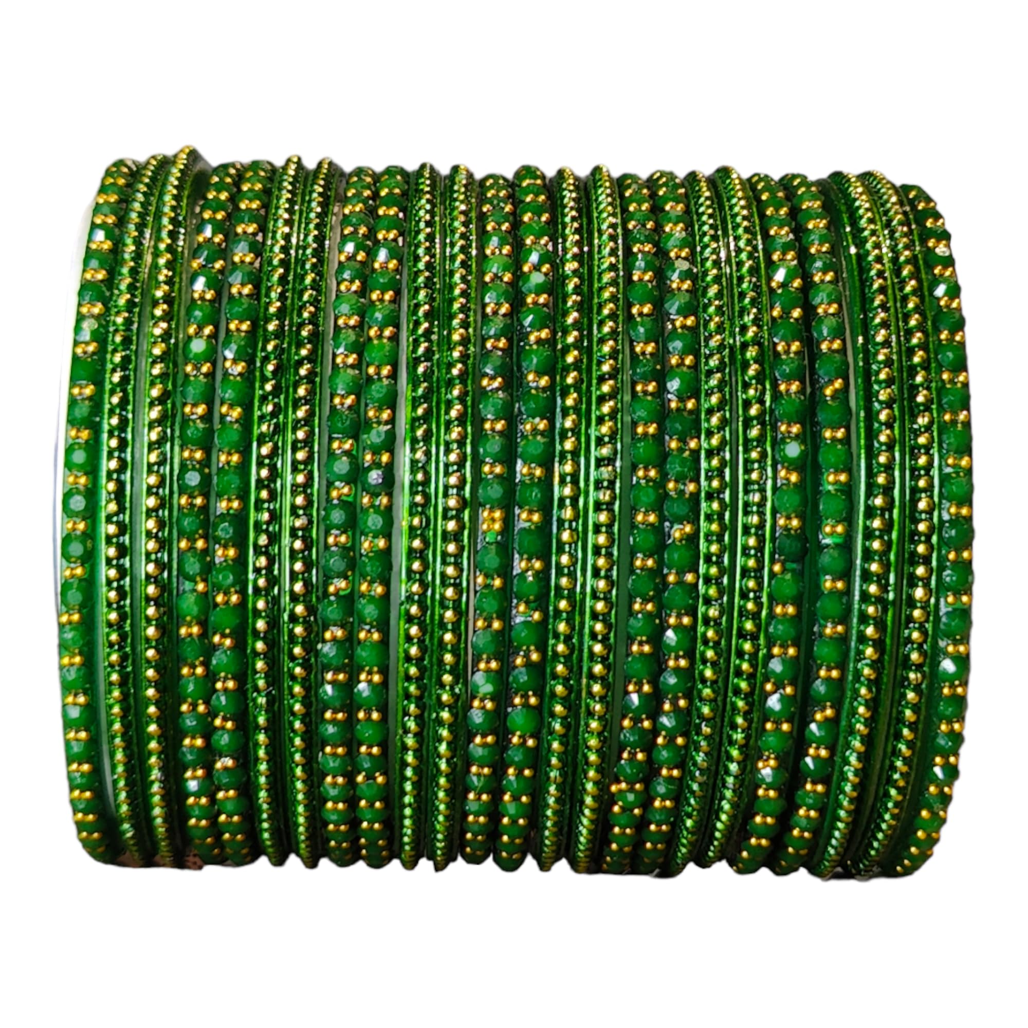 Lyychee Green Glass with Ball chain Zircon Gemstone golden ball and Beads Studdded Glossy Finished Traditional party Bangle Set For Women and Girls (2.2) (B0CCYWFR4X) Amazon Price History, Amazon Price Tracker