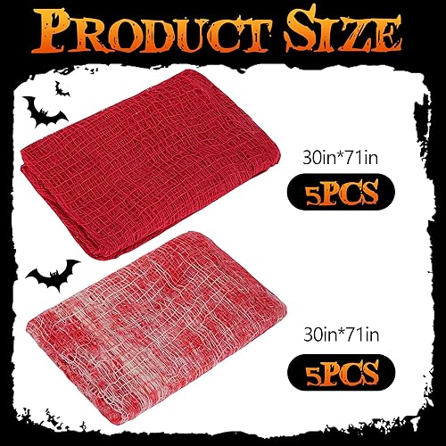 Miniatura 30 de Watayo Paquete de 8 paños espeluznantes de Halloween, tela espeluznante de 72 x 30 pulgadas, tela de araña elástica de Halloween, gasa espeluznante