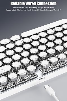 Typewriter Keyboard, Wired USB-C Mechanical Gaming Keyboard