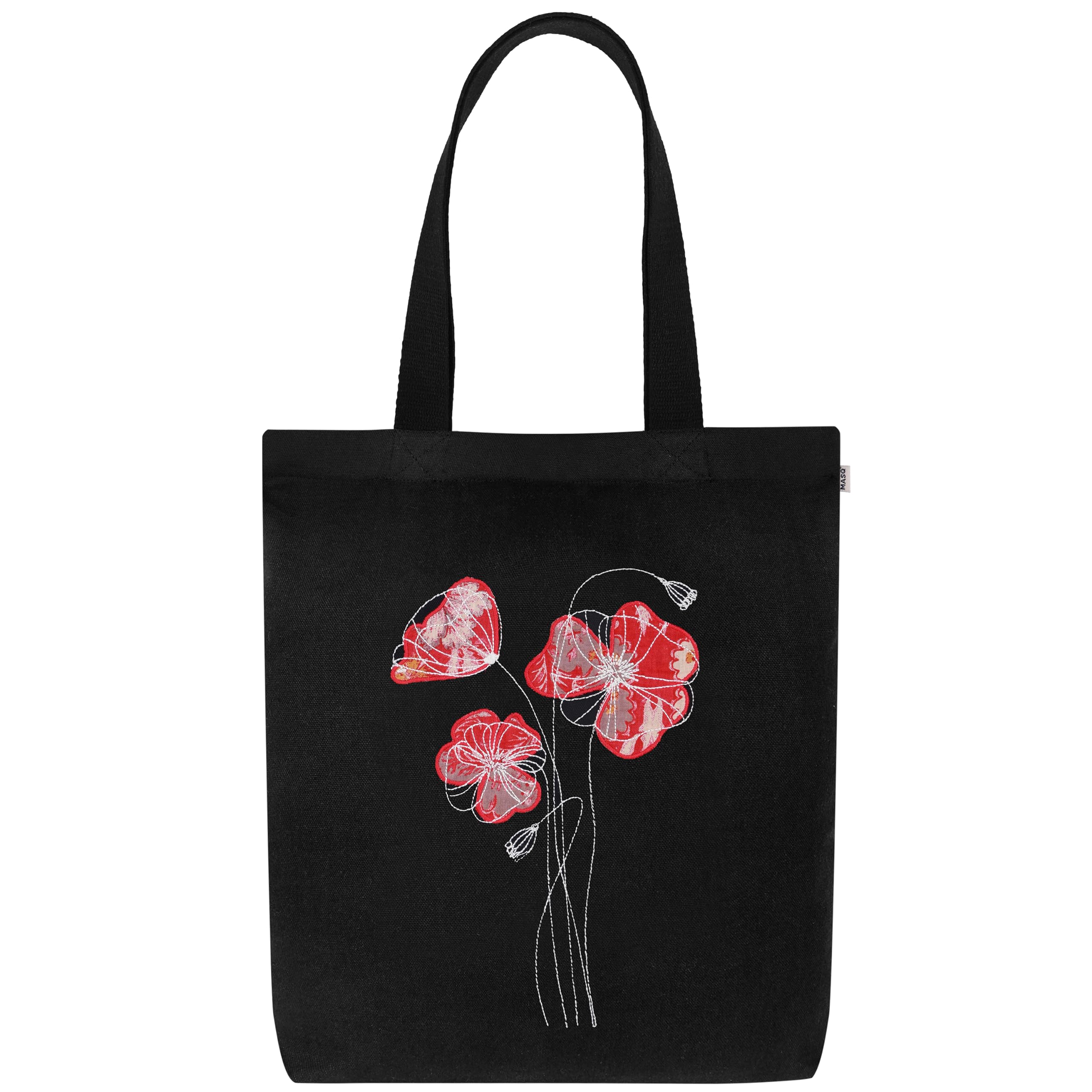 MASQ By Q-One Embroidered Poppy Flower Canvas Large Utility Tote Bags For Women With Zip, College Bag For Girls, 100% Organic Cotton Tote Bag For Traveling & Daily Use Gifts For Women And Girl (B0C5J14P3S) Amazon Price History, Amazon Price Tracker