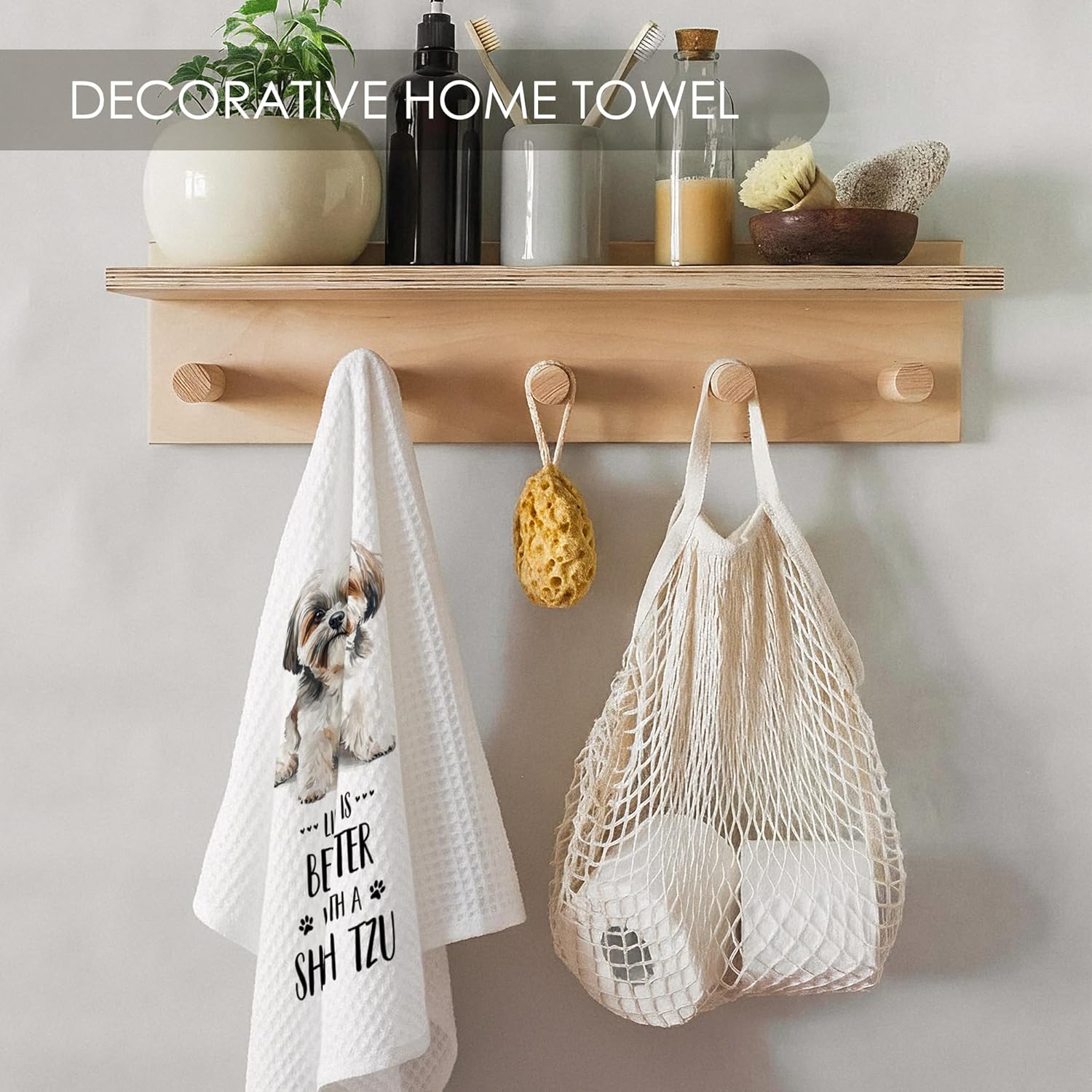Shih Tzu Kitchen Towel Gifts for Dog Lovers Decorative Set of 2, Shih Tzu Dish Towels Dishcloths Tea Towels, Shihtzu Waffle Weave Microfiber Hand Towel for Kitchen Bathroom Decor 16x24 - Image 5