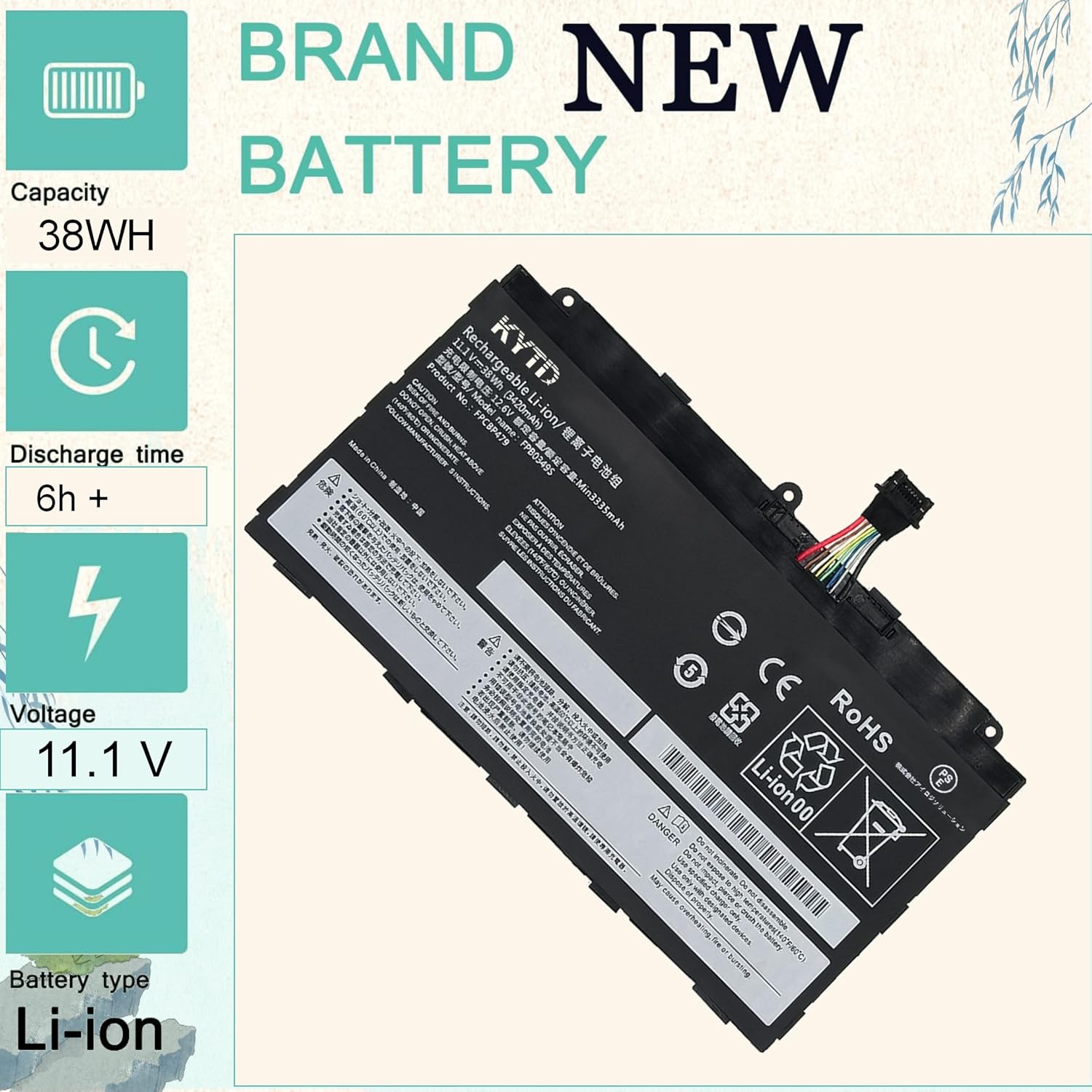 FPCBP479 Laptop Battery compatiable with for Fujitsu Stylistic Q665 Q665/M Q665/L Q616 Q738 Q739 Compatible Part Number FPB0349S FPCBP479 FPB0326S （38Wh-11.1V