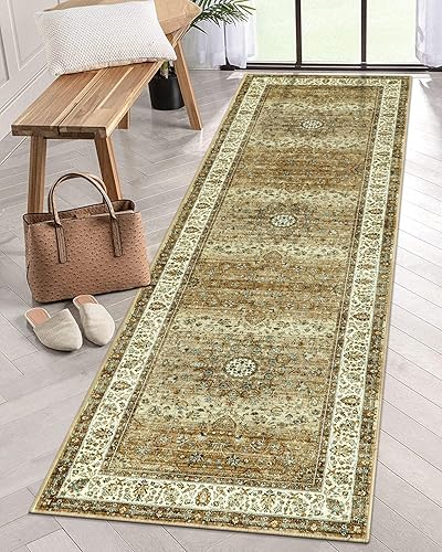 Lahome Alfombra lavable para pasillos, antideslizantes, con parte trasera de goma, alfombra larga oriental de 8 pies para entrada, interior, cocina,