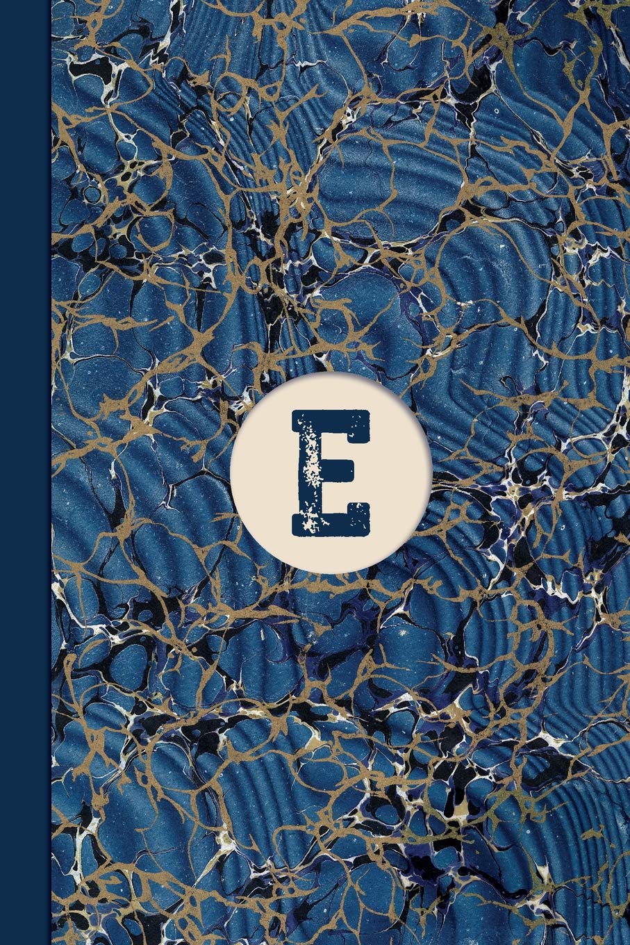 Monogram E Marble Notebook (Blue Ginger Edition): Blank Lined Marble Journal for Names Starting with Initial Letter E