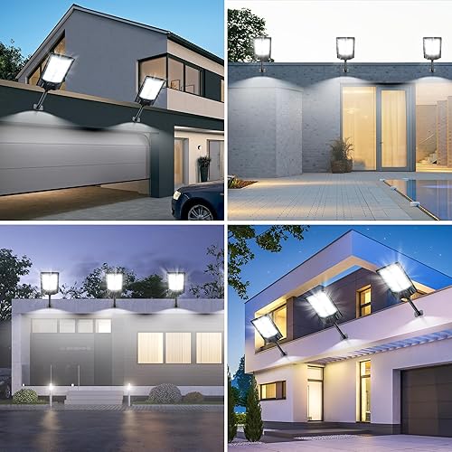 Miniatura 6 de Luces solares para exteriores, IP66 impermeable, luz de calle LED, sensor de movimiento para exteriores con control remoto, 6000 K del atardecer al