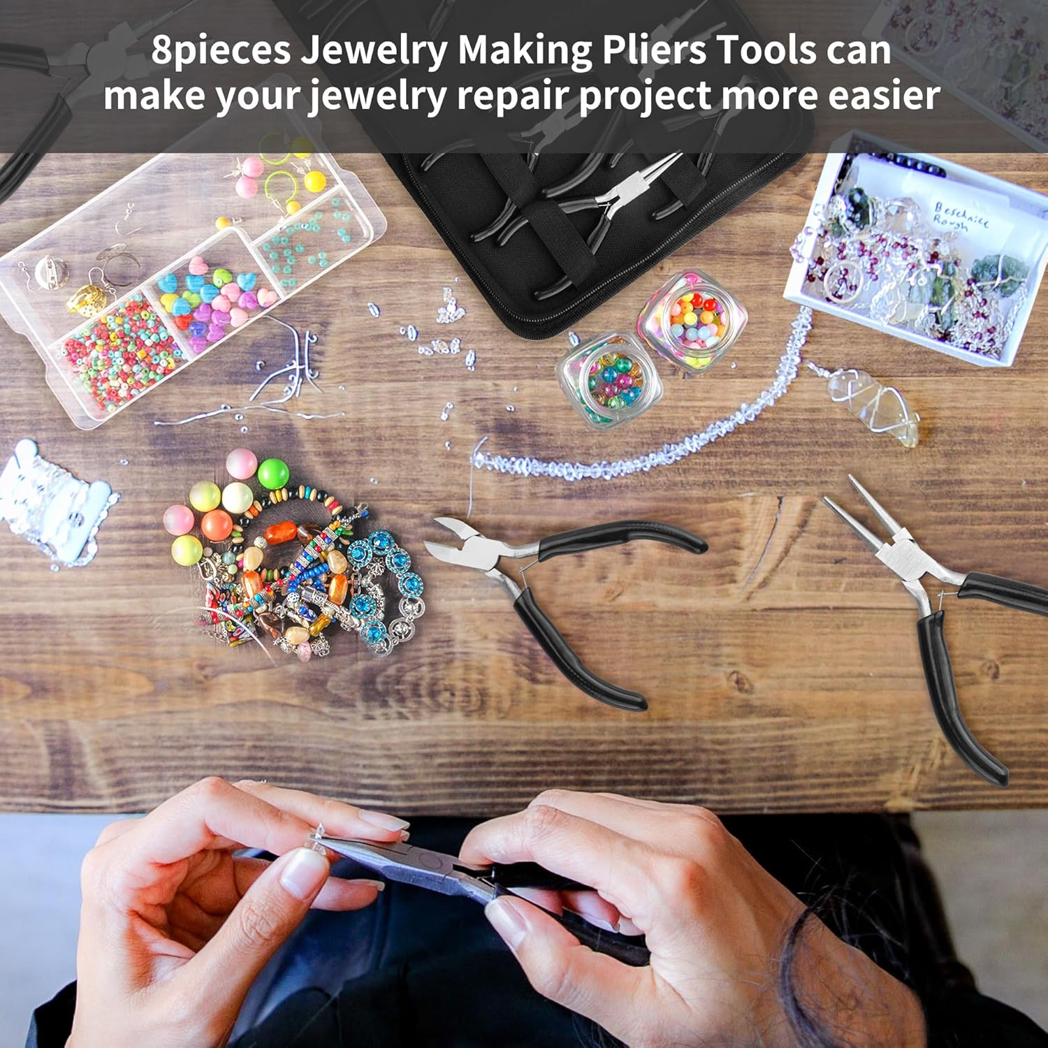 8 Pcs Professional Jewelry Making Tools Kit, Micro Jewelry Pliers Tools Set, Jewelry Making Pliers Set for DIY Crafting