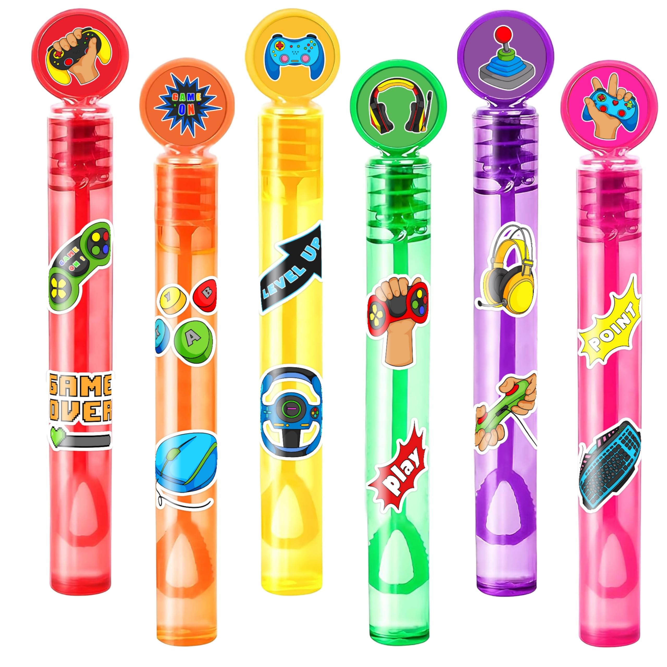 Gamer Party Favors for Kids – 24PCS Video Game-Themed Mini Bubble Wands, Great for Birthday Supplies, Pinata Fillers, Goodie Bags & Classroom Rewards