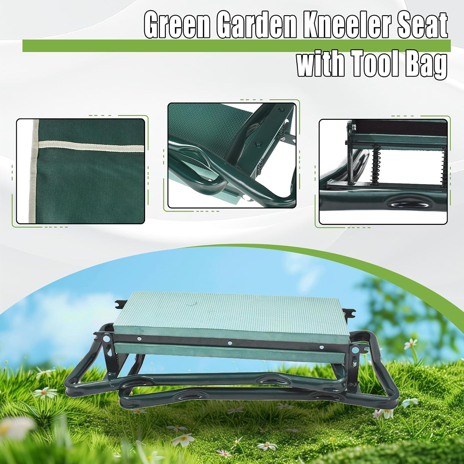 HOSTIC Gardening Workseats Garden Kneeler Seat Portable Foldable Garden Foam Pad Bench with Tool Bag