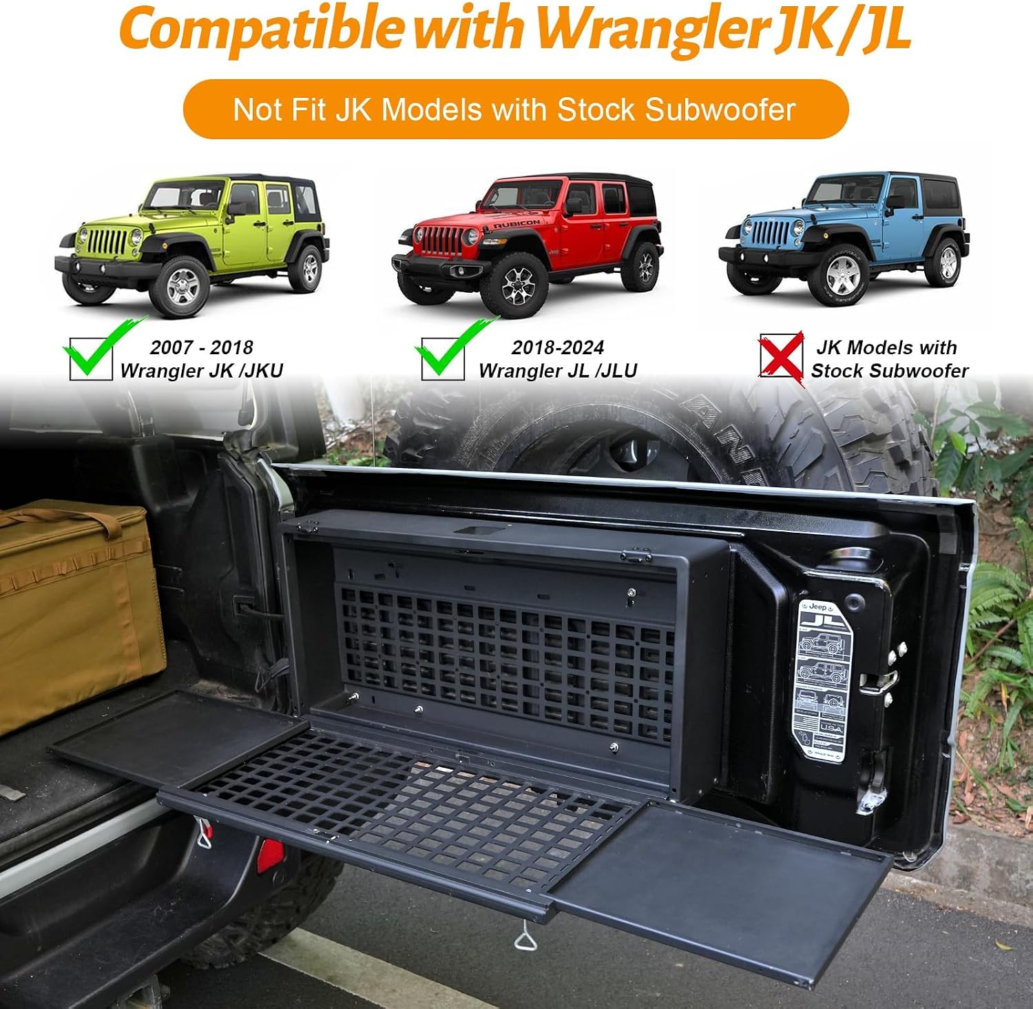 MAIKER Tailgate Table Storage Lock Box Compatible with Jeep Wrangler 4 Door image 2