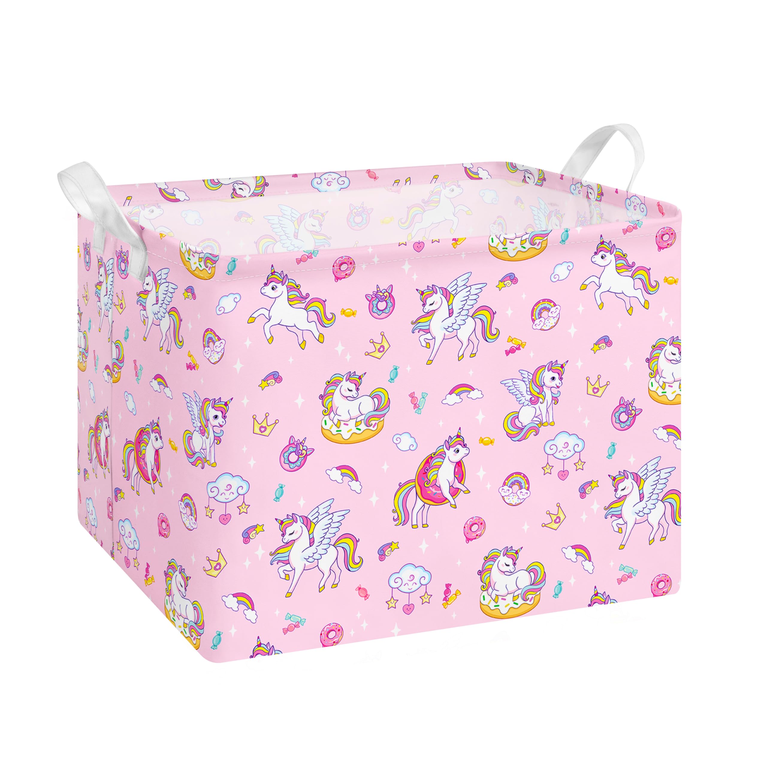 Large Kids Storage Baskets with Handles Nursery Organizer Bins Unicorn — image 1