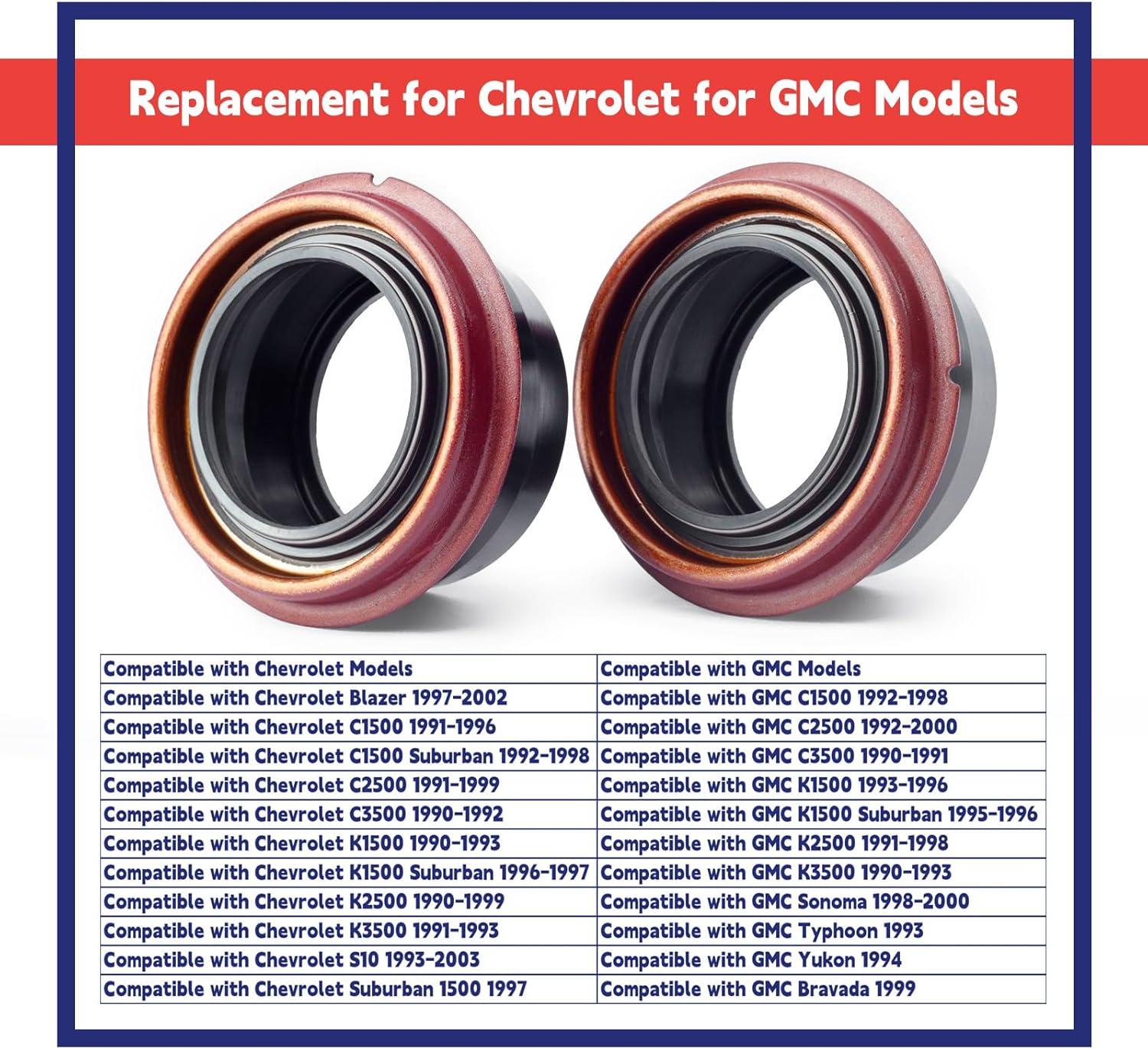 2Pcs 15661460 Transfer Case Rear Output Shaft Seal Replacement for Chevrolet Blazer 1997-2002 For C1500 1991-1996 for C3500 1990-1992 for GMC C2500 1992-2000 for K3500 1990-1993 and more