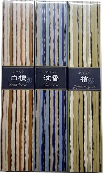nippon kodo Kayuragi Incense Set of 3 Scents Sandalwood, Aloeswood and Japanese Cypress 40 Sticks in Each Scent