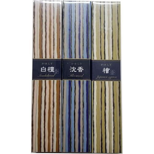 nippon kodo Kayuragi Incense Set of 3 Scents (Sandalwood, Aloeswood and Japanese Cypress) 40 Sticks in Each Scent