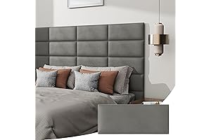 Peel and Stick Headboard for Queen Size, Upholstered Velvet Fabric Wall Mounted...