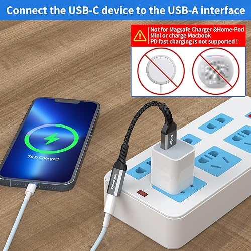 Miniatura 2 de Adaptador USB C hembra a USB macho (paquete de 2), convertidor de cable de carga tipo C a USB A para iPhone 15 14 13 12 11 Pro Max Plus, Samsung