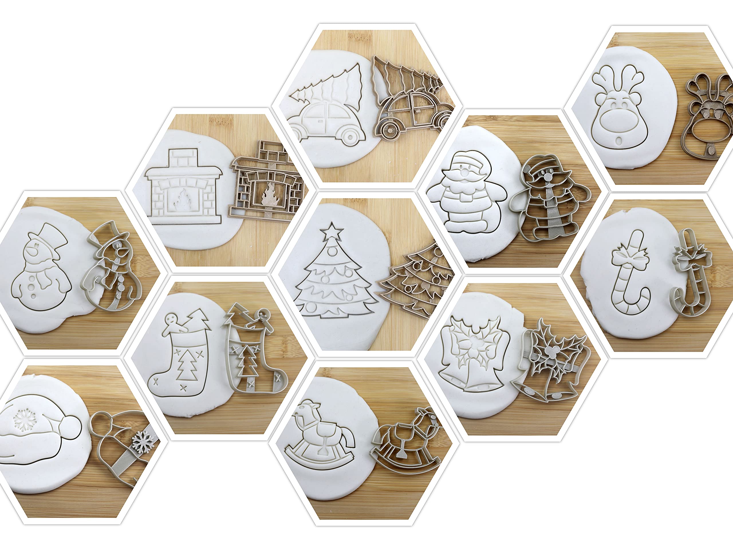 Weihnachten Set(11st) Weihnachtsbaum/Zuckerstange/Glocken/Socken/rentier/nikolausi/Schneemann Cookie Cutter Fondant Keksstempel/Ausstechform Keksausstecher Plätzchen ca. 8cm