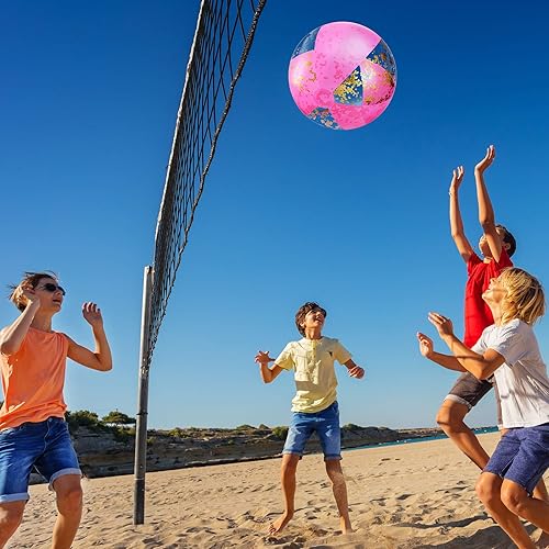 Miniatura 4 de Pelota inflable de 16 pulgadas con purpurina para playa confeti bolas de playa bolas de arena rosas para adultos niños niñas juguete de playa para
