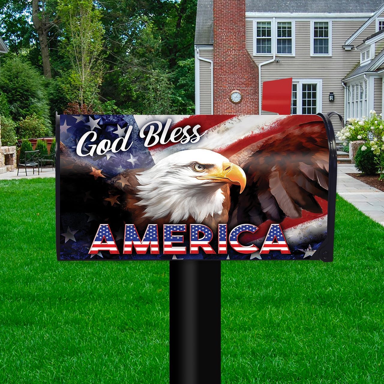 Briarwood Lane God Bless America Eagle Mailbox Cover