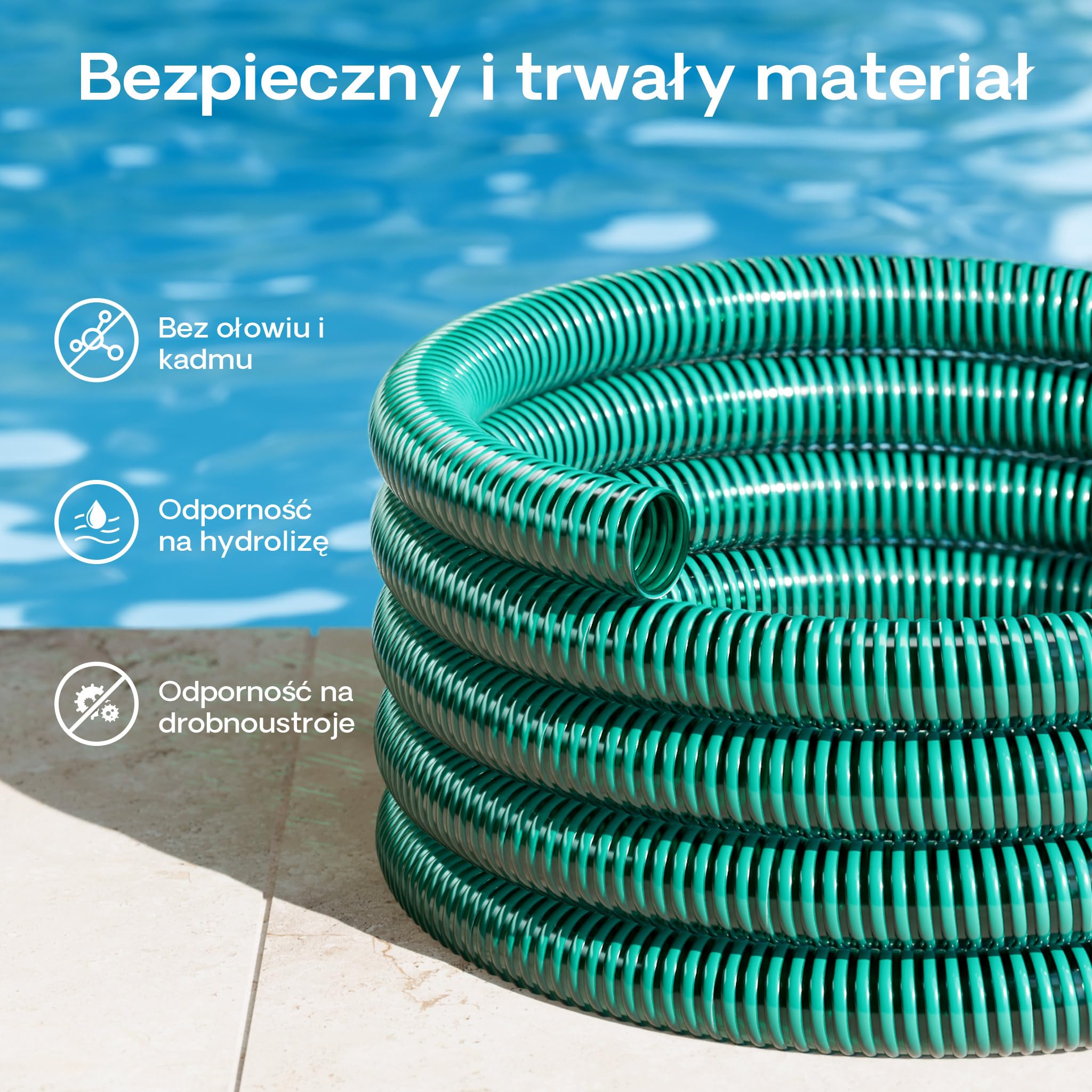 Wiltec wąż ssący ciśnieniowy 10m, elastyczny, 40mm (1 1/2") zielony - Wyprodukowano w Europie, do podłączenia do pomp stawowych i domowych instalacji wodociągowych