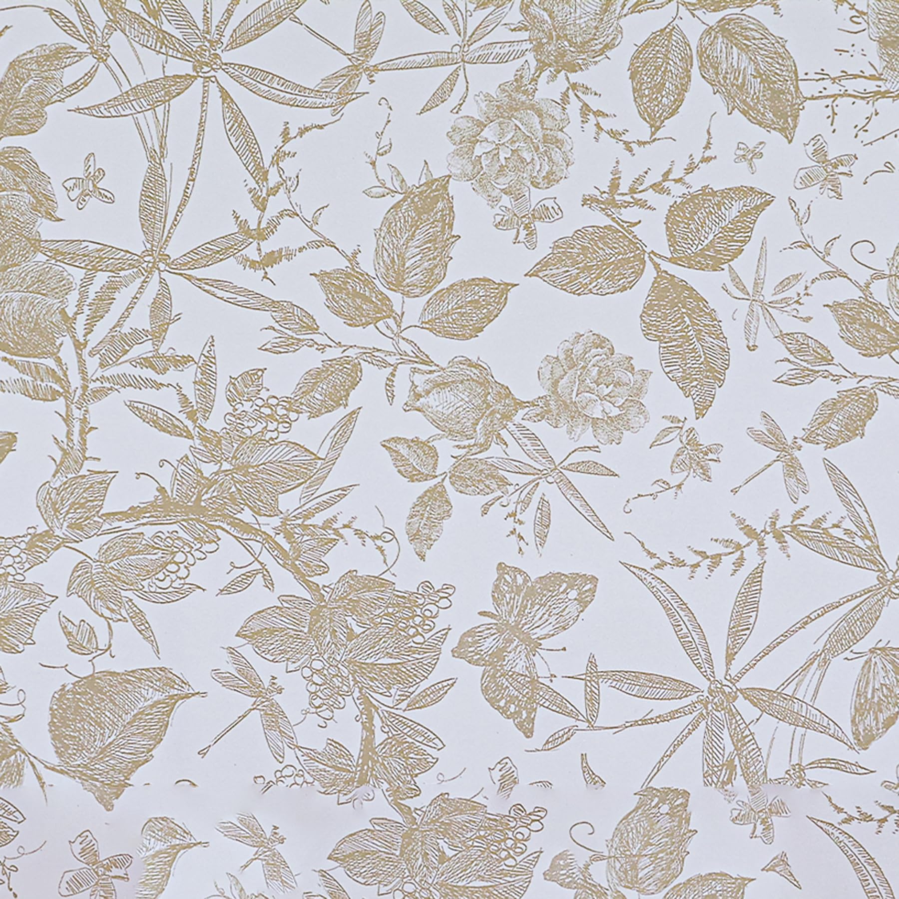 LOVADA Peel and Stick Drawer Liner Contact Paper Wallpaper Removable Self Adhesive Vintage Rose Floral Butterfly Sketched Design for Dresser Cabinet Shelf Renter Friendly Champagne 40 * 2540cm โ image 1