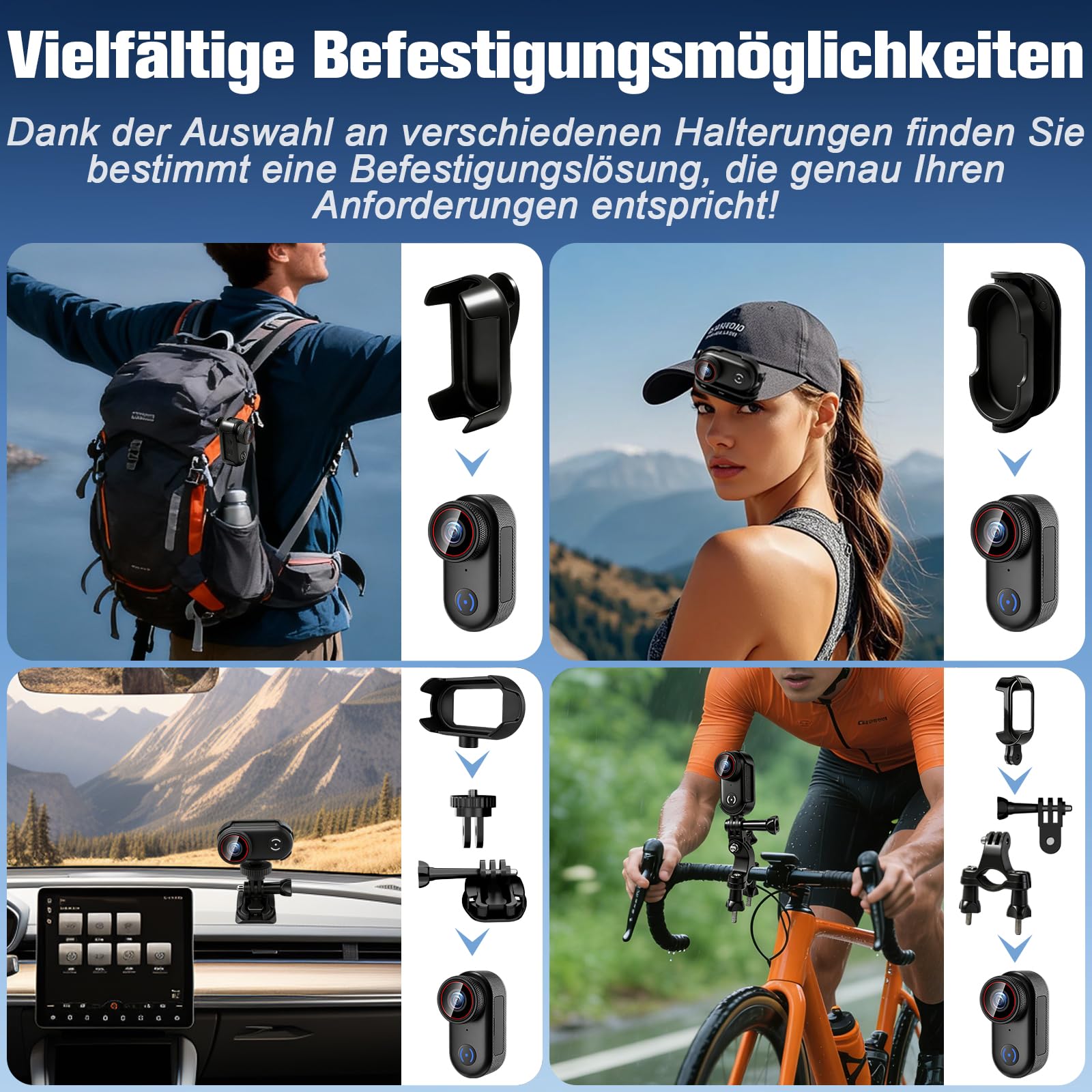Action Kamera Wifi 4K, Magnetische Mini Action Kamera mit 1,47 Zoll Display | 16G WiFi Action Cam, Tragbare Wearable Pov Kamera, Mini Body Kamera Für Vlogging, Reisen Und Sport Kamera