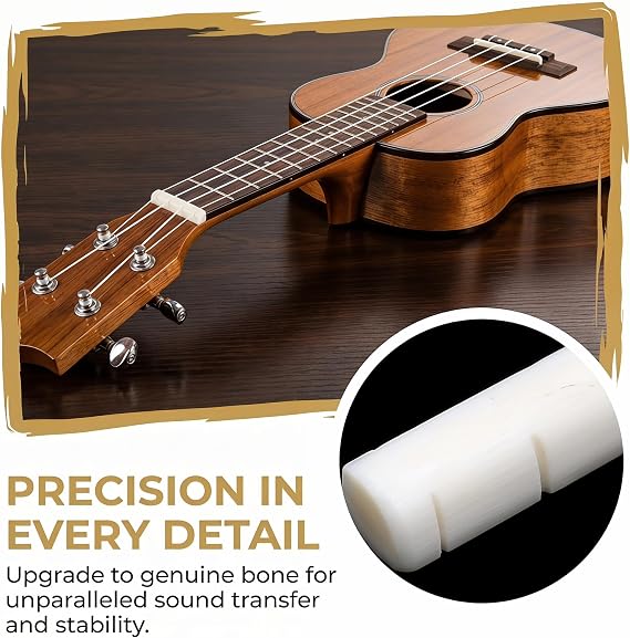 Miwayer Ukulele Real Bone 53mm Bridge Saddle & 35mm Nut for 4 String Ukulele-Regula