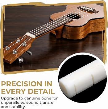 Miwayer Ukulele Real Bone 53mm Bridge Saddle & 35mm Nut for 4 String Ukulele-Regula