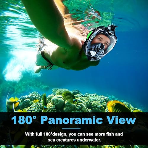 Miniatura 7 de Snorkel Mask Full Face, Full Face Snorkel Mask Adult and Kids with Detachable Camera Mount, Snorkeling Mask 180 Panoramic View Anti-Fog Anti-Leak