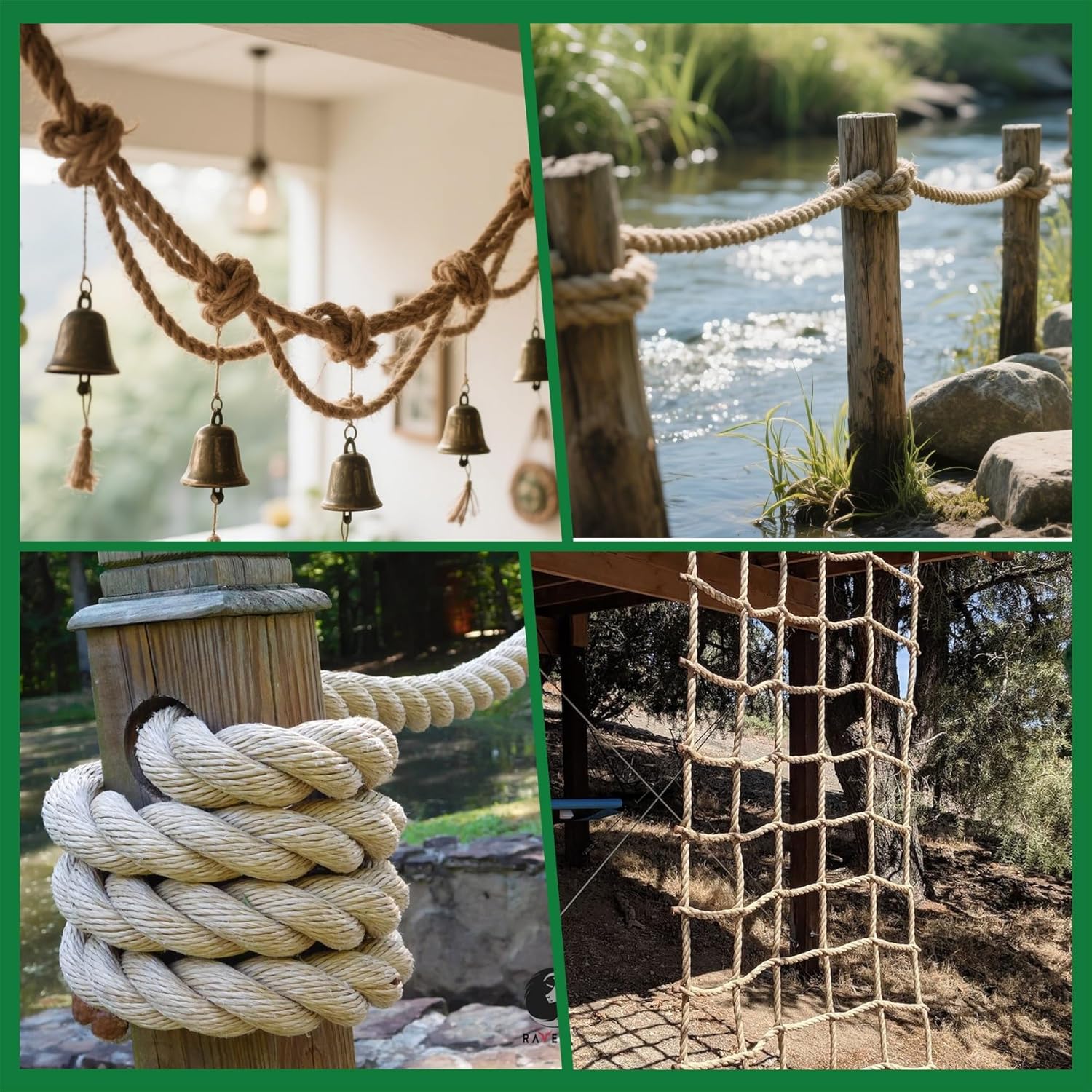 1 in 100 FT Twisted 3 Strand Synthetic Polypropylene Rope Artificial Manila Rope Suitable for Tree Work Camping Navigation Swing