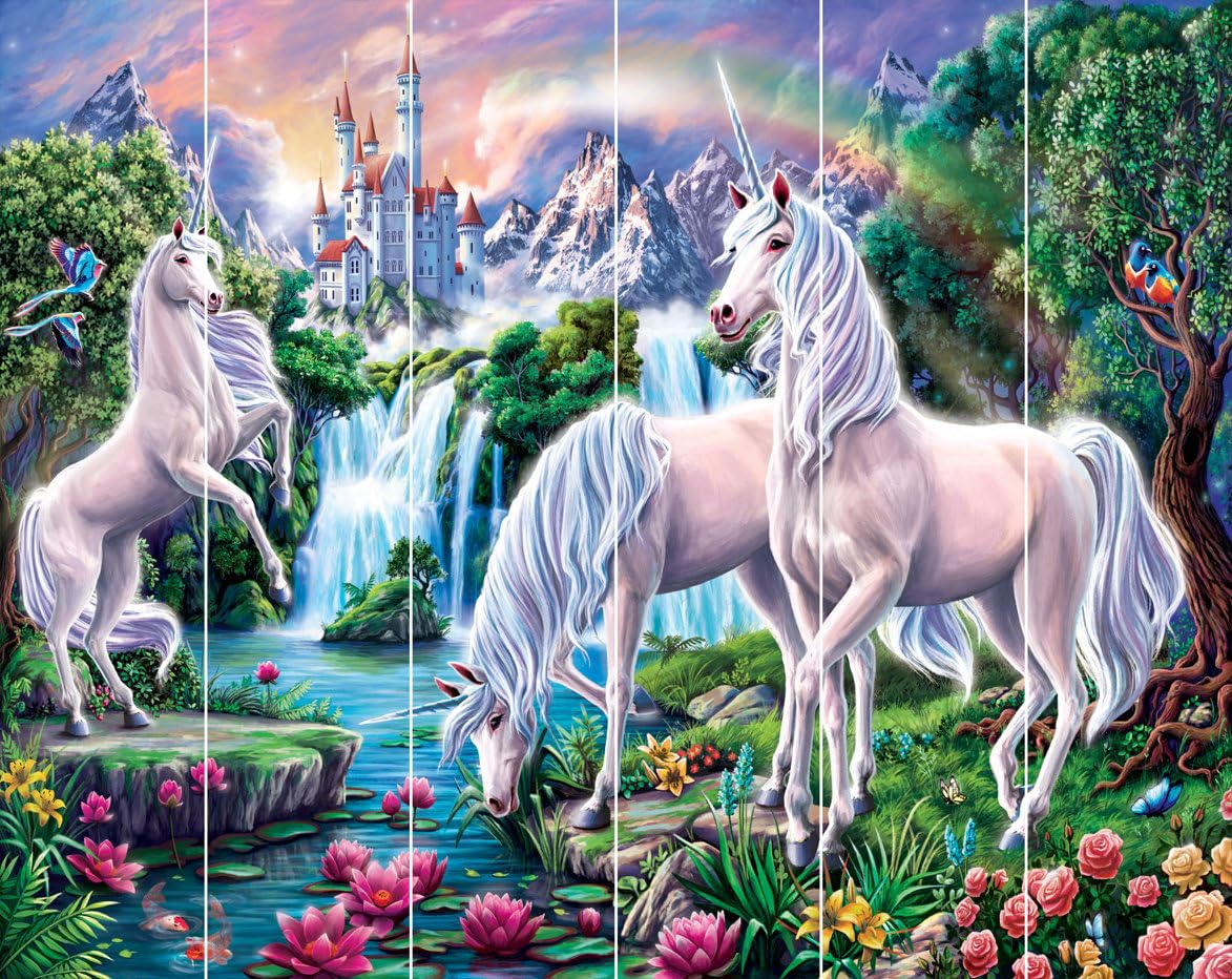 Walltastic Multicolour Unicorn Paradise Wallpaper Mural, Fsc Paper, Multi, 8 Feet High X 10 Feet Wide, 1 Size