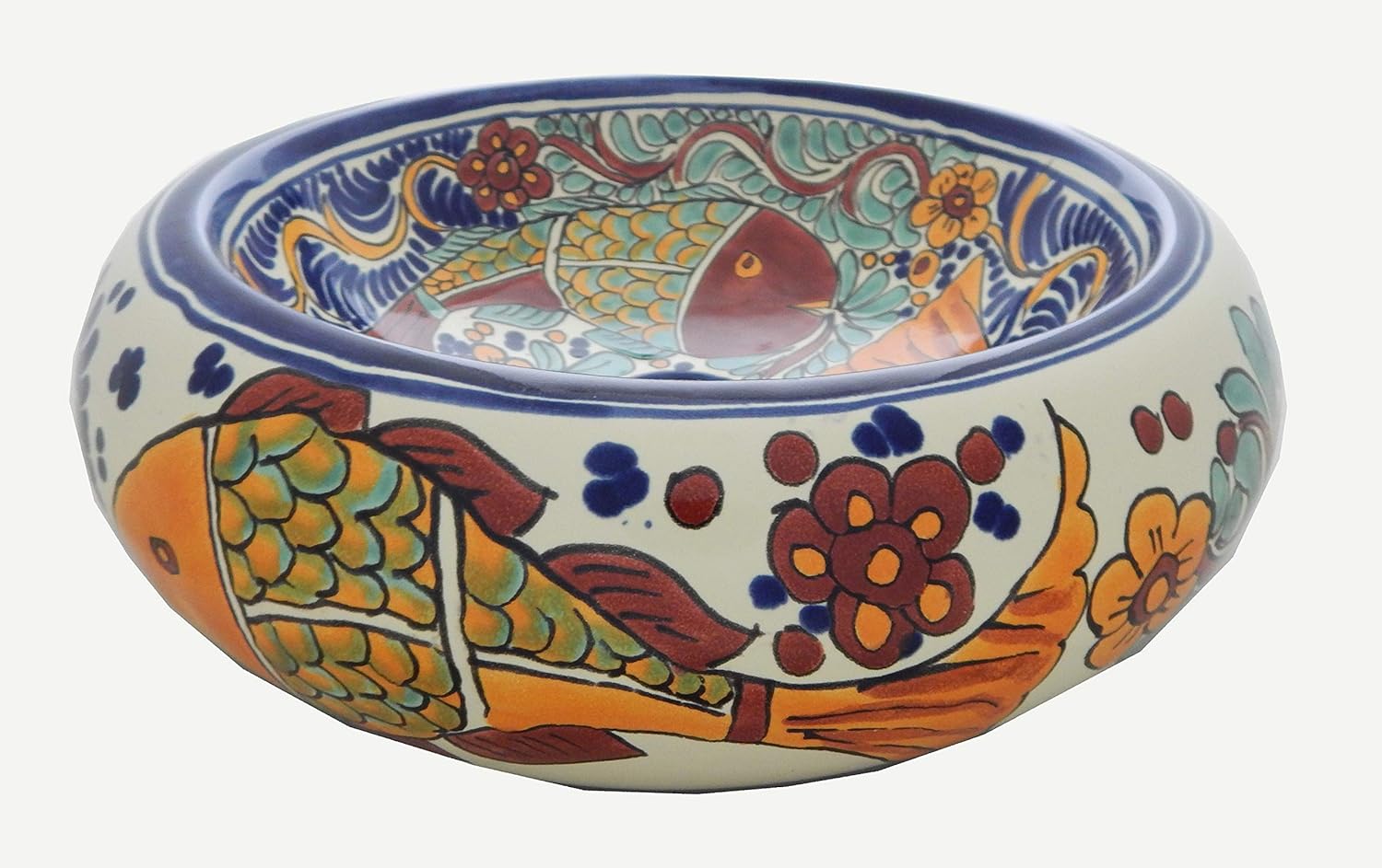 Mexican Talavera Round Vessel Sink Donut Ceramic Handmade Decorative 26