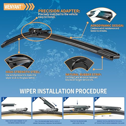 Miniatura 3 de WENYANT 24 + 19 pulgadas compatible con BMW Serie 3 de 4 puertas E90 E91 F30 F31 F34 F80 M3 092009-2018, Audi A3 2005-2013 limpiaparabrisas