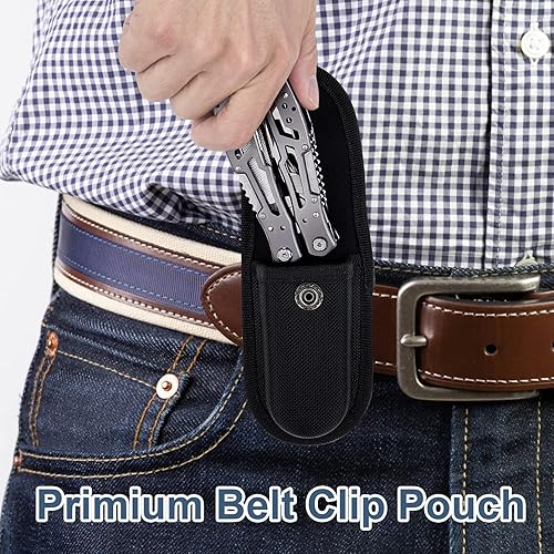 Miniatura 4 de Alicates multiherramienta de autobloqueo, 15 en 1 hechos a mano con funda de nailon, multiherramienta interior de resorte, regalo de cumpleaños,