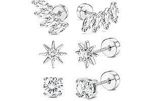 14K Sterling Silver Gold Plated Flat Back Stud Earrings