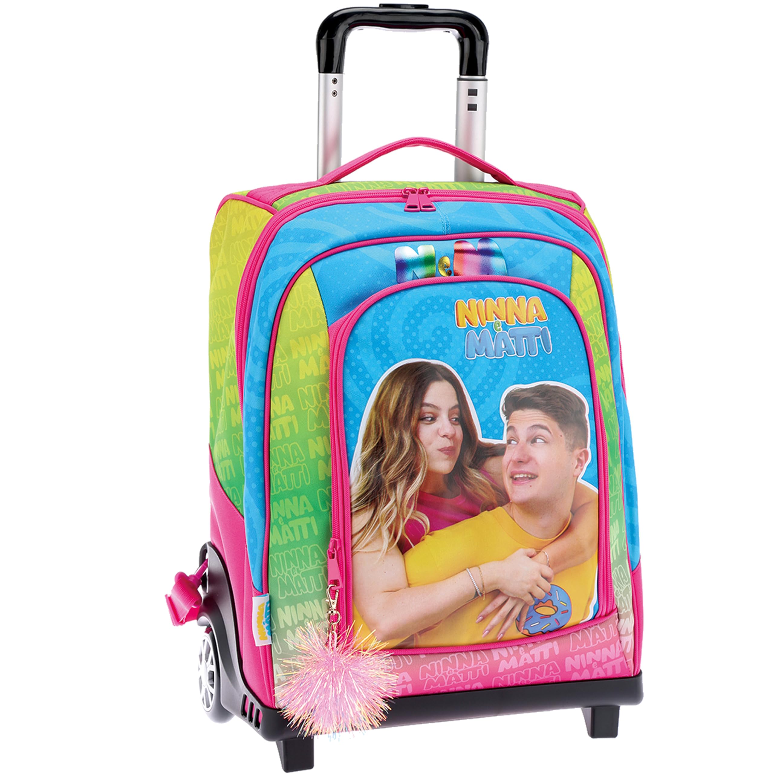 NINNA e MATTI Zaino Trolley con Ruote e Asta Telescopica, Linea Scuola 2025-2026, 45 x 34,5 x 21 cm