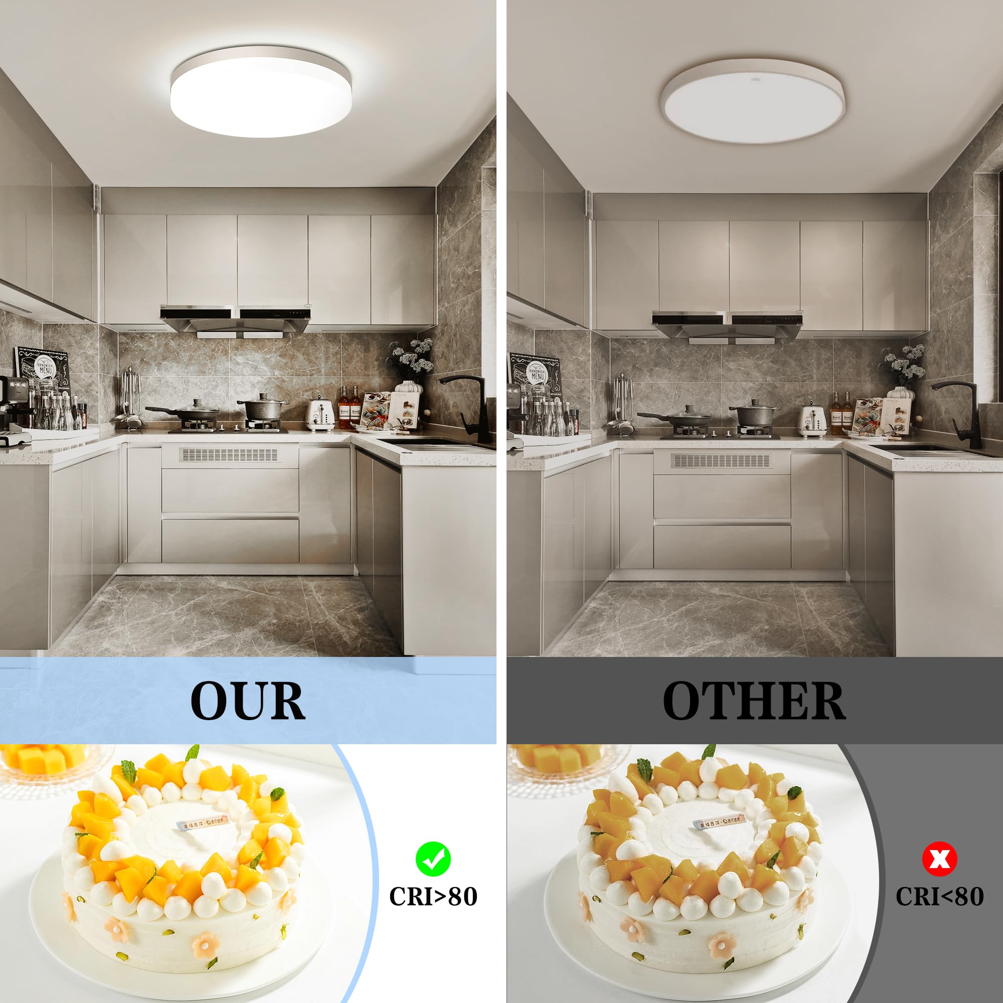 EASY EAGLE Plafoniera LED Soffitto 48W, Lampada da Soffitto LED 4000K 4800LM Plafoniera Bagno Rotonda Ø30CM Plafoniere da Ufficio Luce Soffitto per Camera da Letto, Cucina, Soggiorno, Balcone