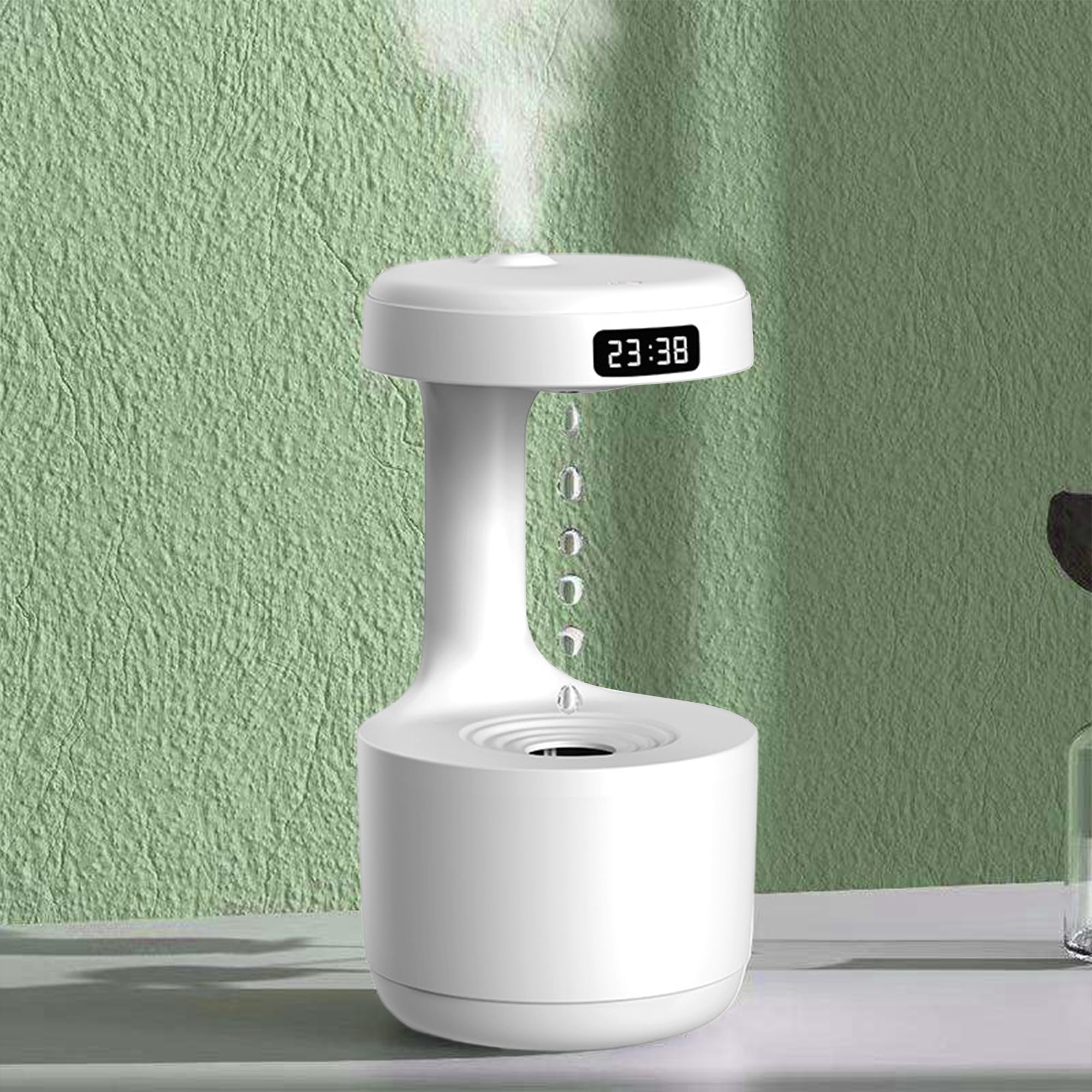Anti Gravity Water Drop Humidifier Upgrade Ultrasonic Anti Gravity Humidifier with LED Clock Display Cool Mist Air Humidifier