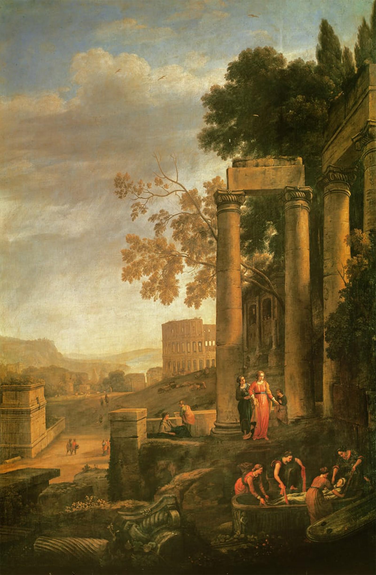 ARTXLXXBN Famous Art Print Poster Vintage Wall Art Landscape the Burial of Saint Serapia by Claude Lorrain Canvas Art Poster for Home Decor 60x90cm
