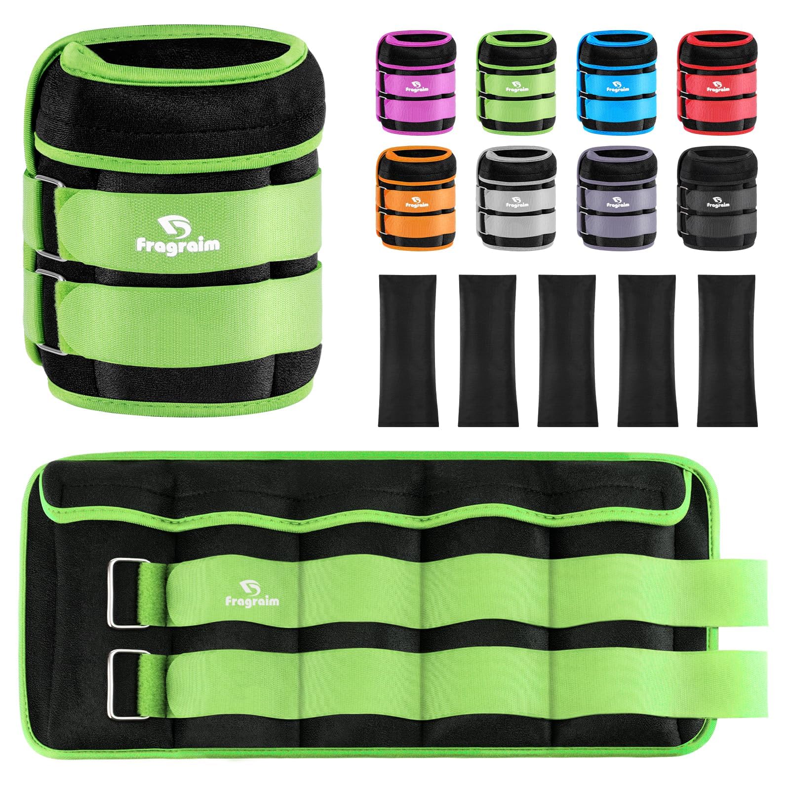 Fragraim Adjustable Ankle Weights 1-3/4/5/6/8/10/12/15/20 LBS Pair with Removable Weight for Jogging, Gymnastics, Aerobics, Physical Therapy